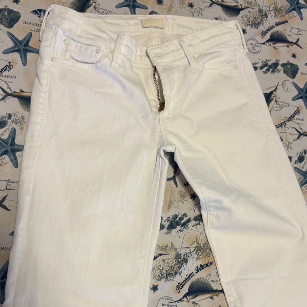 MOTHER Women's Cream Straight Leg Jeans